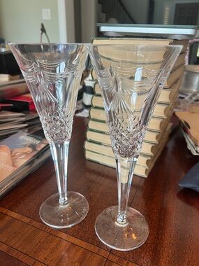 Waterford Millennium ‘5 toasts Peace champagne toasting flutes set/2